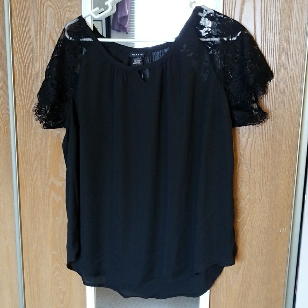 Torrid Black Lace Sleeve Top